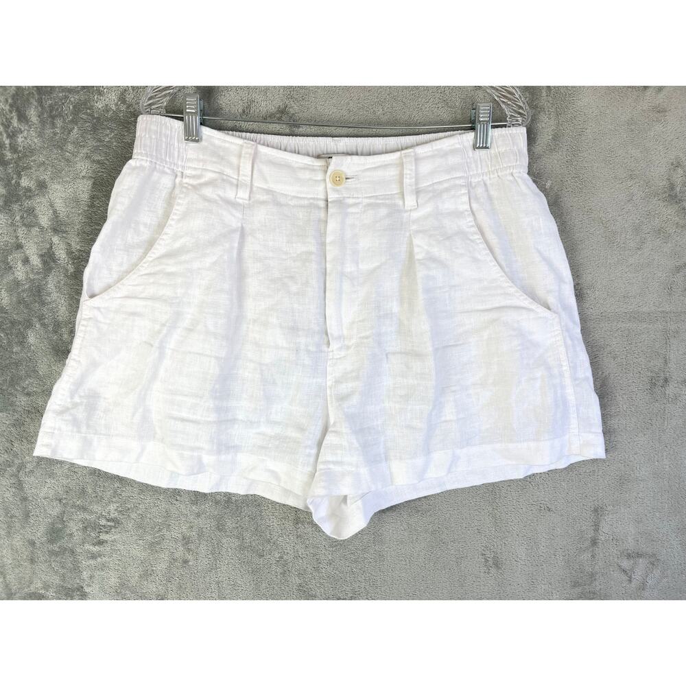 Madewell 100% Linen White Neale Shorts 12 Preppy Lagenlook Coastal Grandmother - Picture 2 of 16